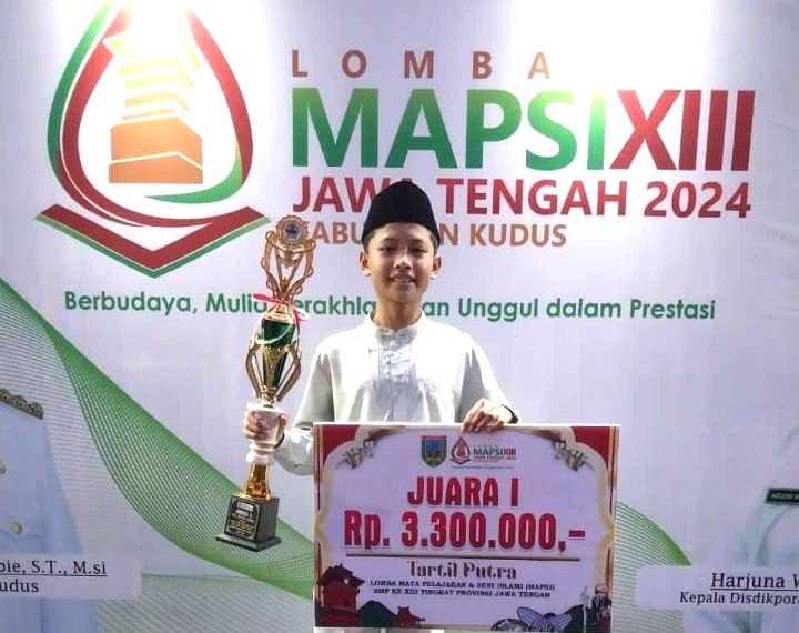 Siswa SMPN 2 Kendal Raih Juara 1 Lomba Tartil Putra MAPSI Tingkat Provinsi