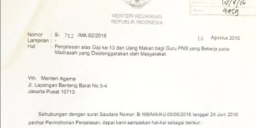PNS Yang Mengajar Di Madrasah Swasta Mendapat Uang Makan